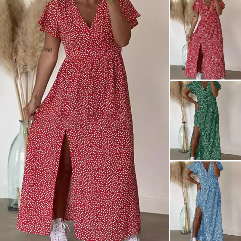 Seksuali moteriška maksi suknelė su šoniniais skeltukais-LT