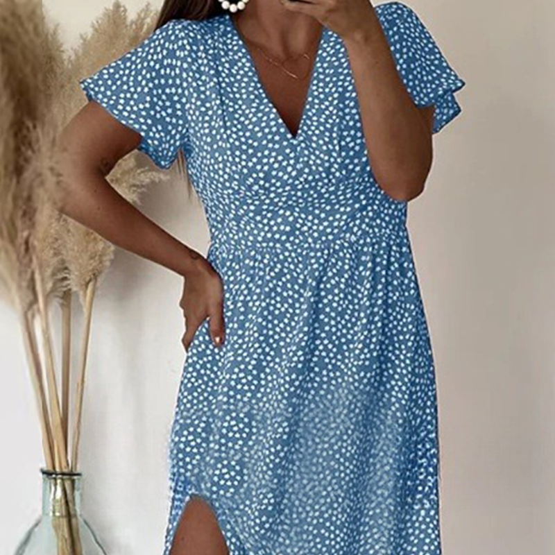 Seksuali moteriška maksi suknelė su šoniniais skeltukais-LT