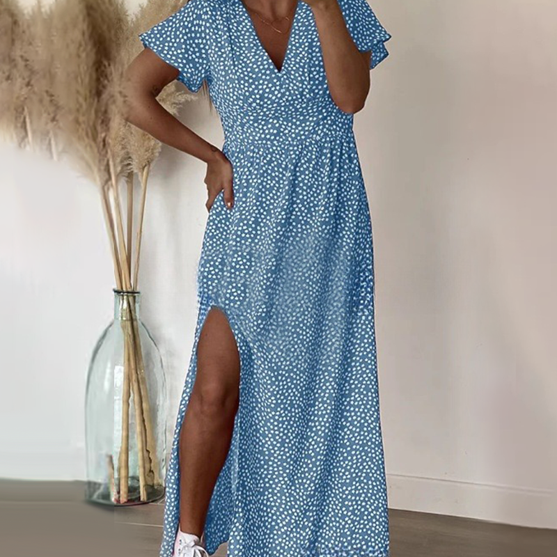 Seksuali moteriška maksi suknelė su šoniniais skeltukais-LT