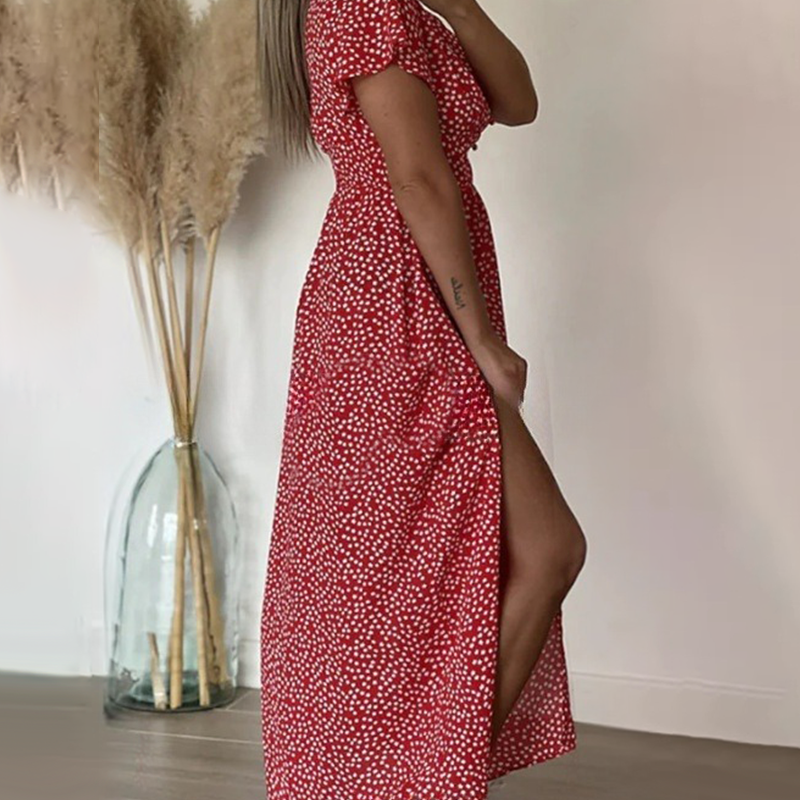 Seksuali moteriška maksi suknelė su šoniniais skeltukais-LT