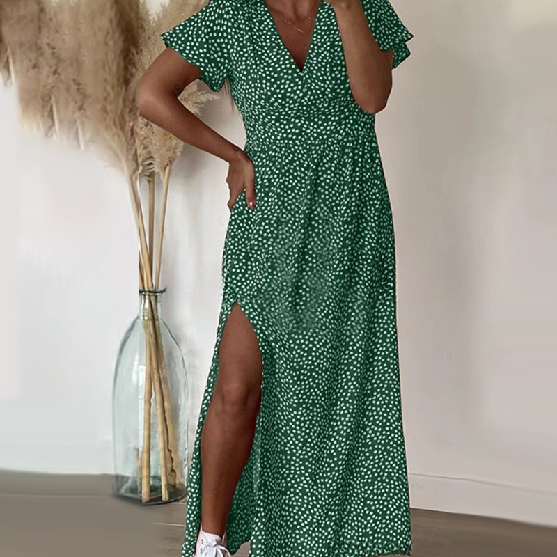 Seksuali moteriška maksi suknelė su šoniniais skeltukais-LT