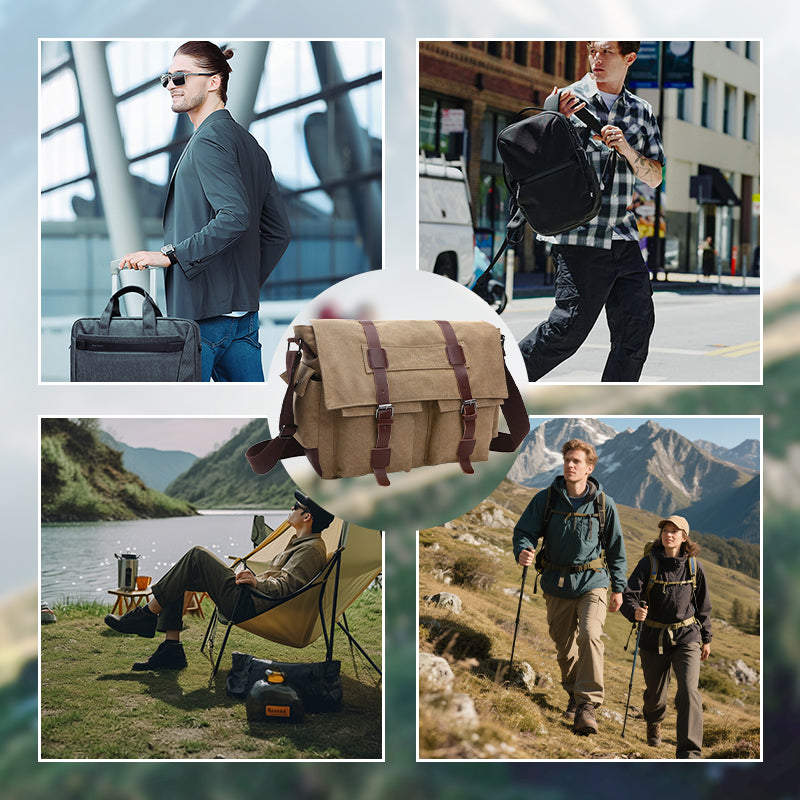 Vyriška didelės talpos drobinė rankinė per petį-LT