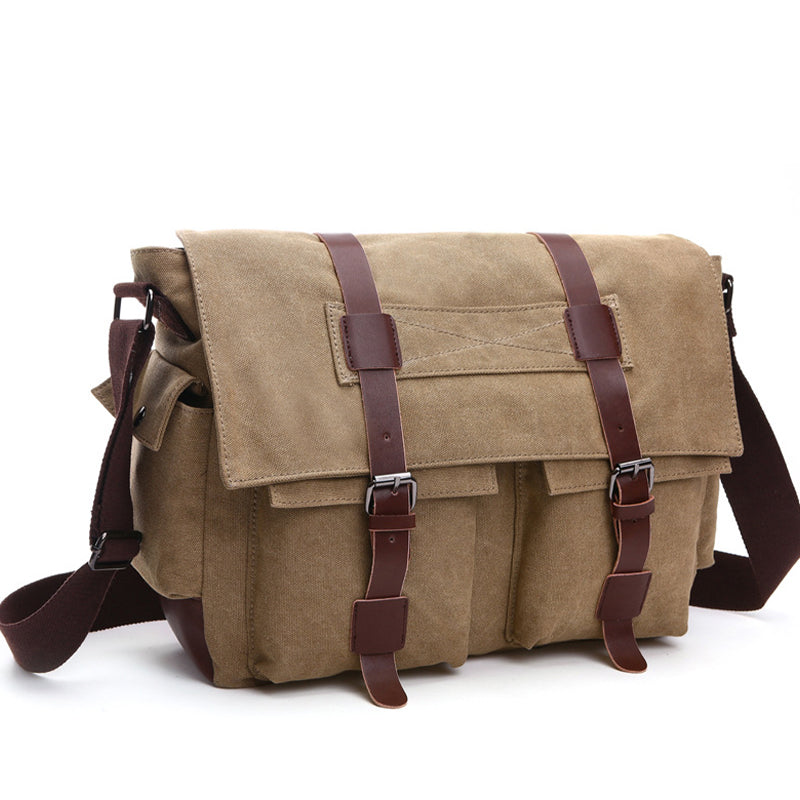 Vyriška didelės talpos drobinė rankinė per petį-LT