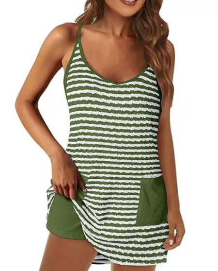 🎁Γυναικείο καλοκαιρινό φόρεμα χωρίς μανίκια με σορτς-GR