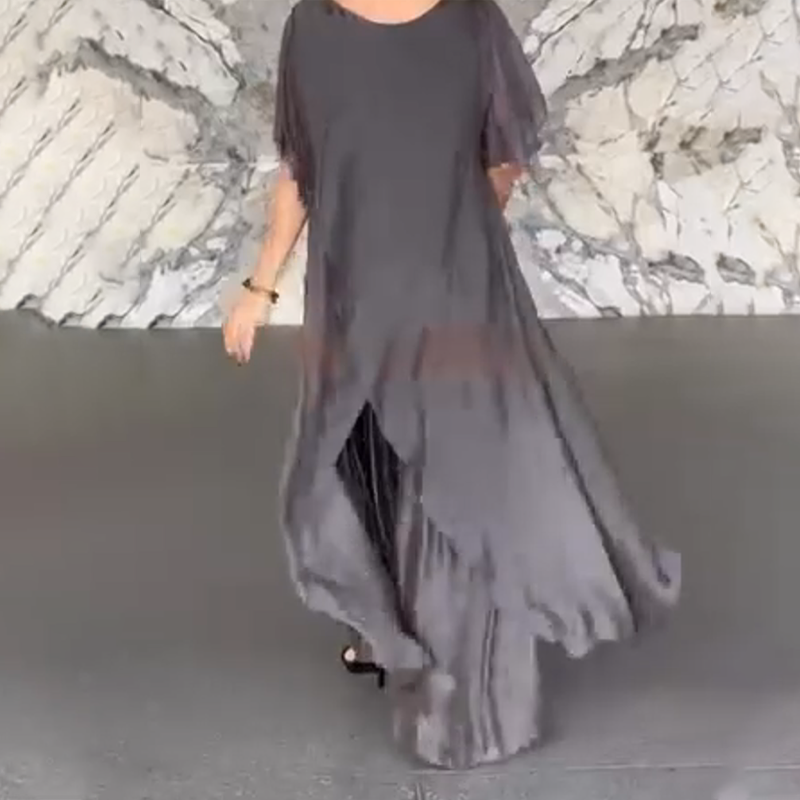 🛍️✨ Γυναικείο σετ που αποτελείται από ακανόνιστη μπλούζα και ανοιχτόχρωμο παντελόνι-GR