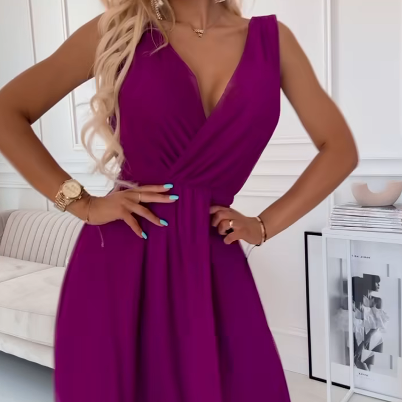 Berankovė šifoninė suknelė su V formos iškirpte-LT