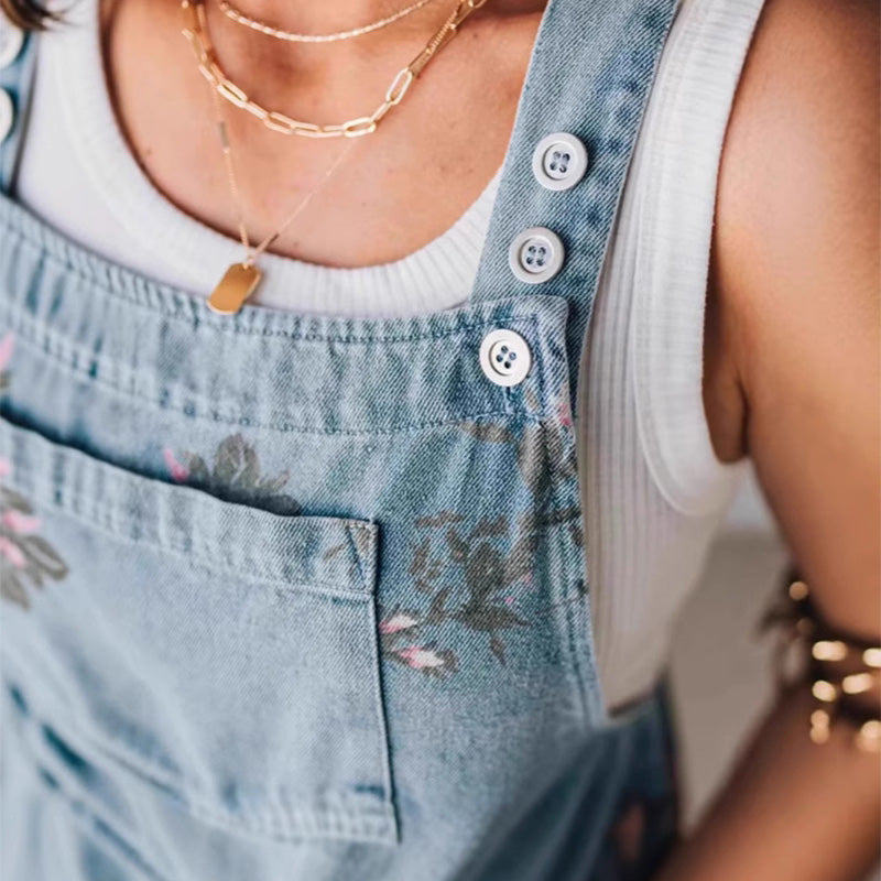 💗Καλοκαιρινές προσφορές✨Γυναικεία τζιν ολόσωμη φόρμα με στάμπα-GR