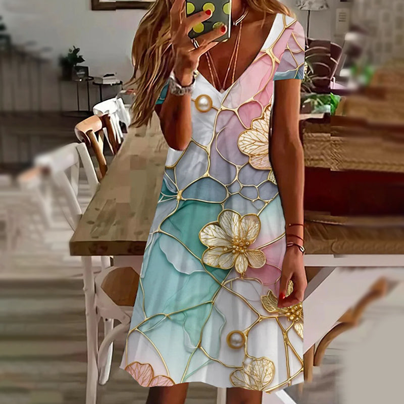 Elegantiškos moteriškos suknelės su V formos iškirpte-LT