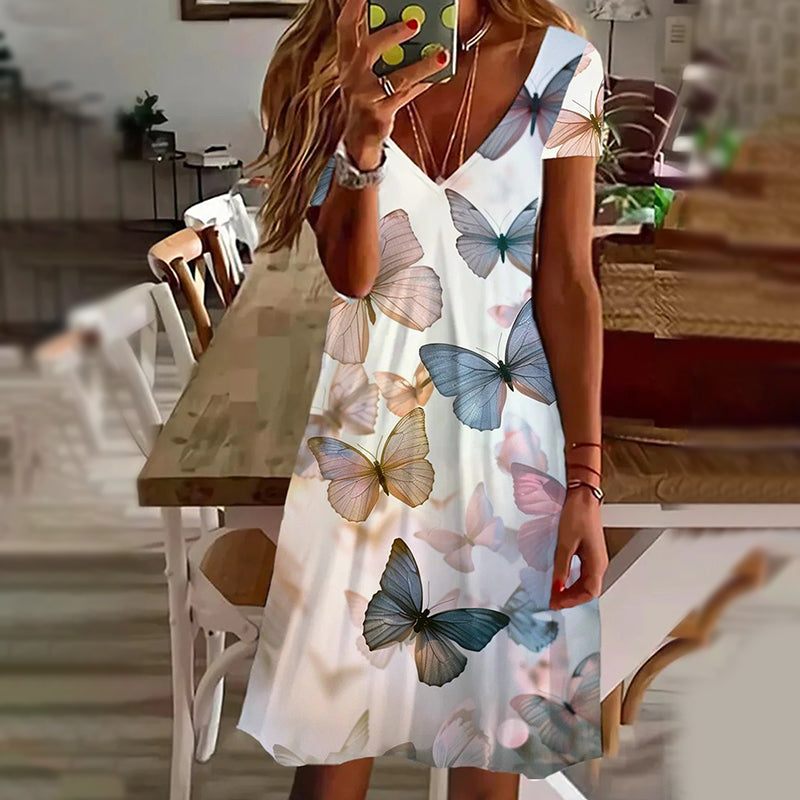 Elegantiškos moteriškos suknelės su V formos iškirpte-LT