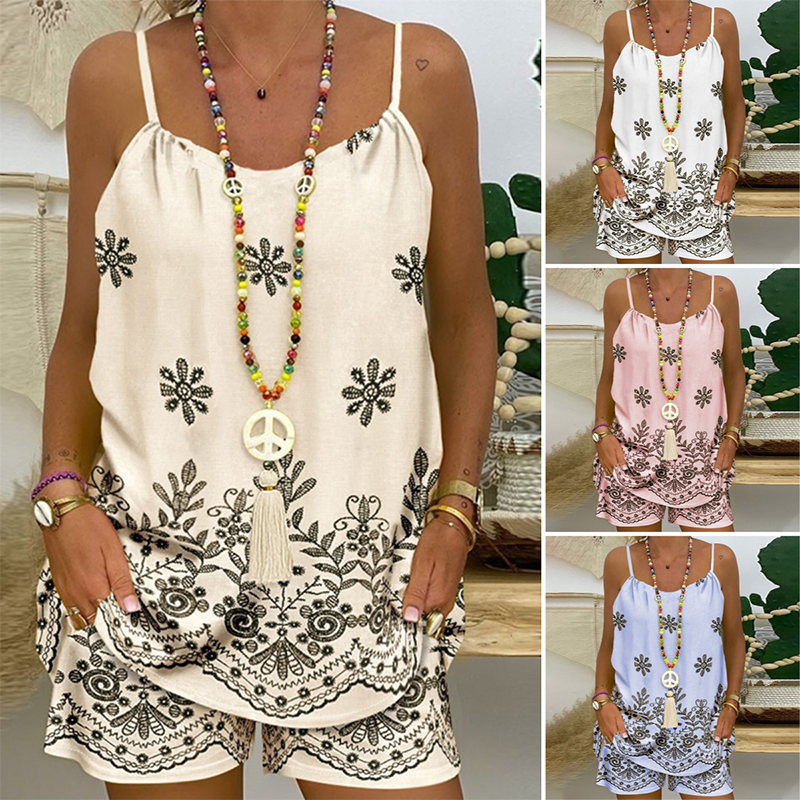 🔥Γυναικείο τυπωμένο φανελάκι και σορτς-GR