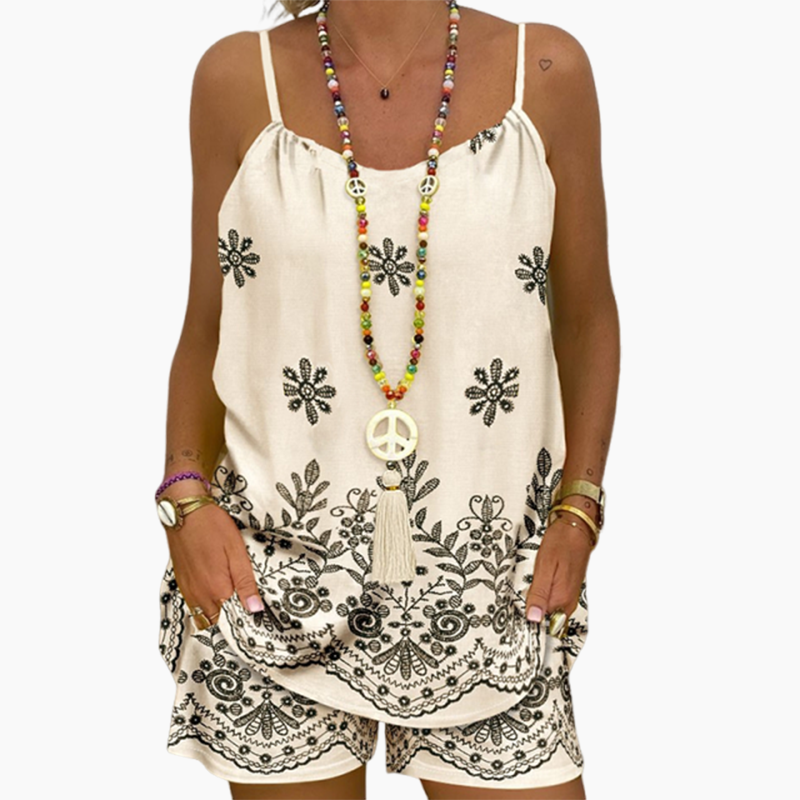 🔥Moteriški marginti marškinėliai be rankovių ir šortai-LT