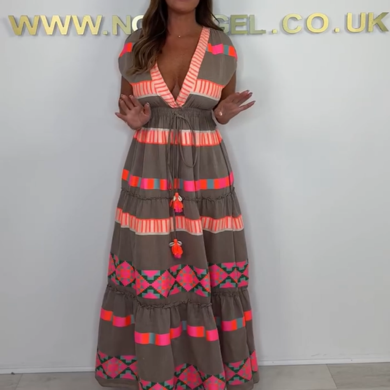 🔥 Φόρεμα χωρίς μανίκια με V λαιμόκοψη για γυναίκες-GR