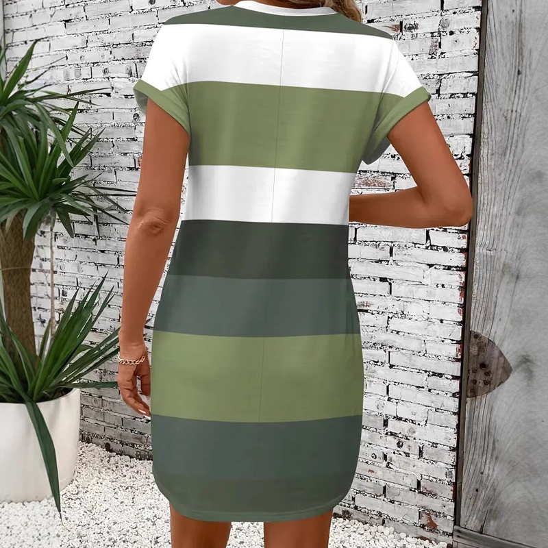 👗Ανεπίσημο γυναικείο φόρεμα με στρογγυλή λαιμόκοψη-GR