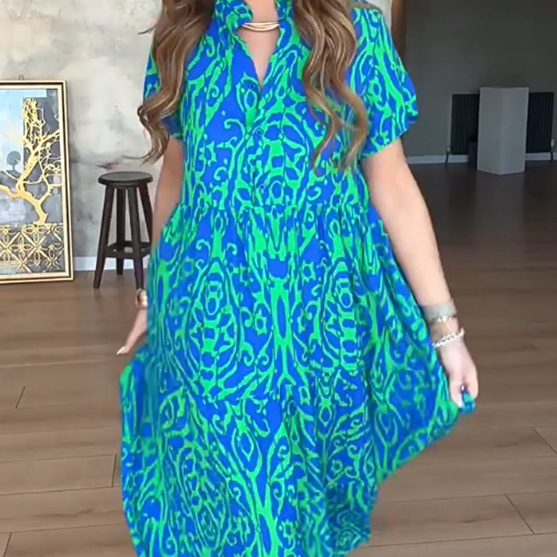 Moteriška A formos raštuota ilga suknelė-LT