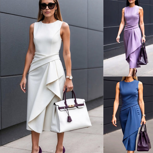 Ženska obleka z okroglim izrezom-SI