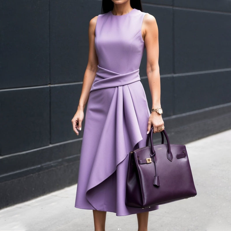 Moteriška suknelė su apvalia iškirpte-LT