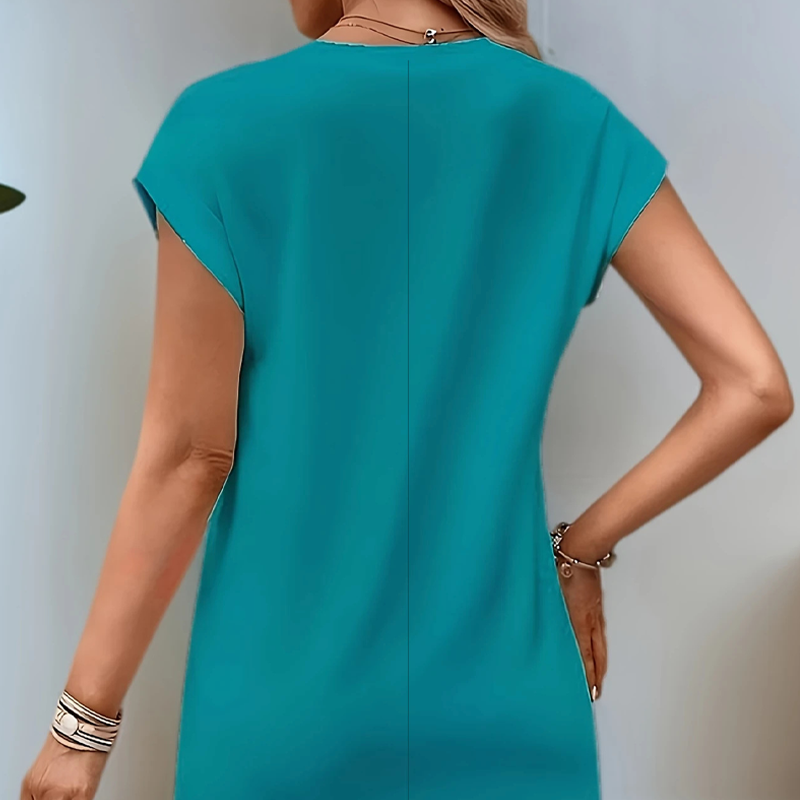 Vienspalvė apvalios iškirptės liekninanti A formos suknelė-LT