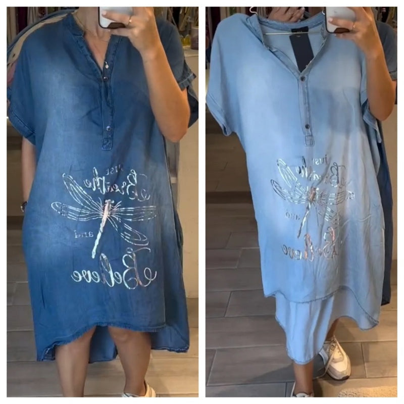 💖Ελαφρύ, casual φόρεμα με V λαιμόκοψη-GR