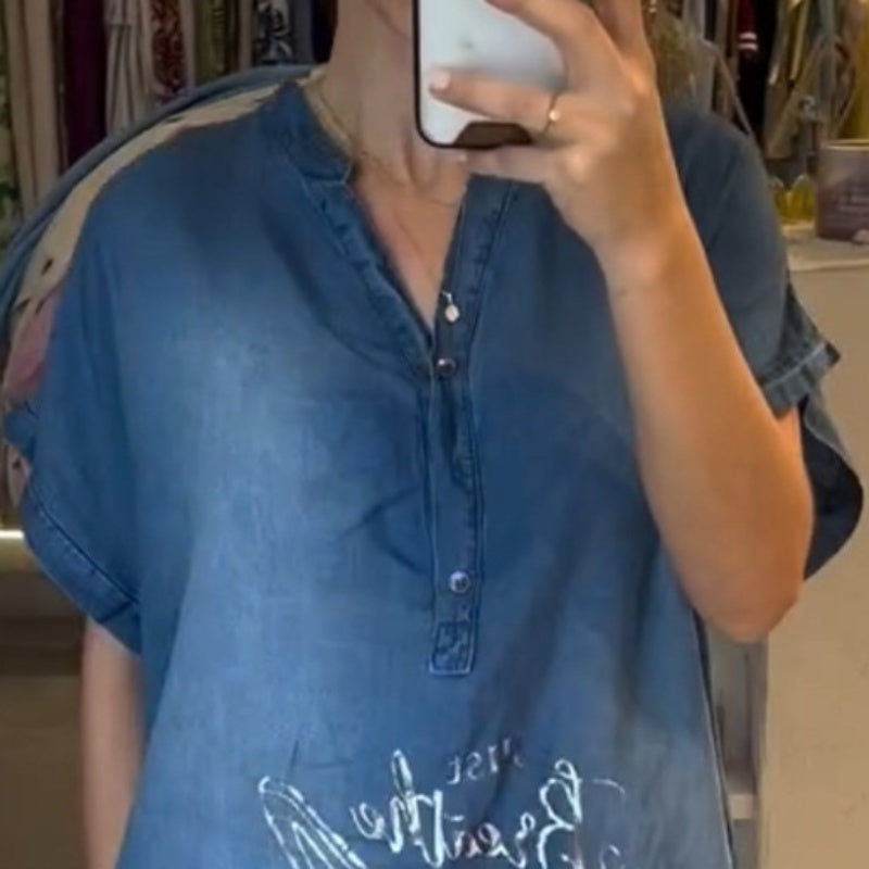 💖Lengva, laisvalaikio stiliaus suknelė su V formos iškirpte-LT