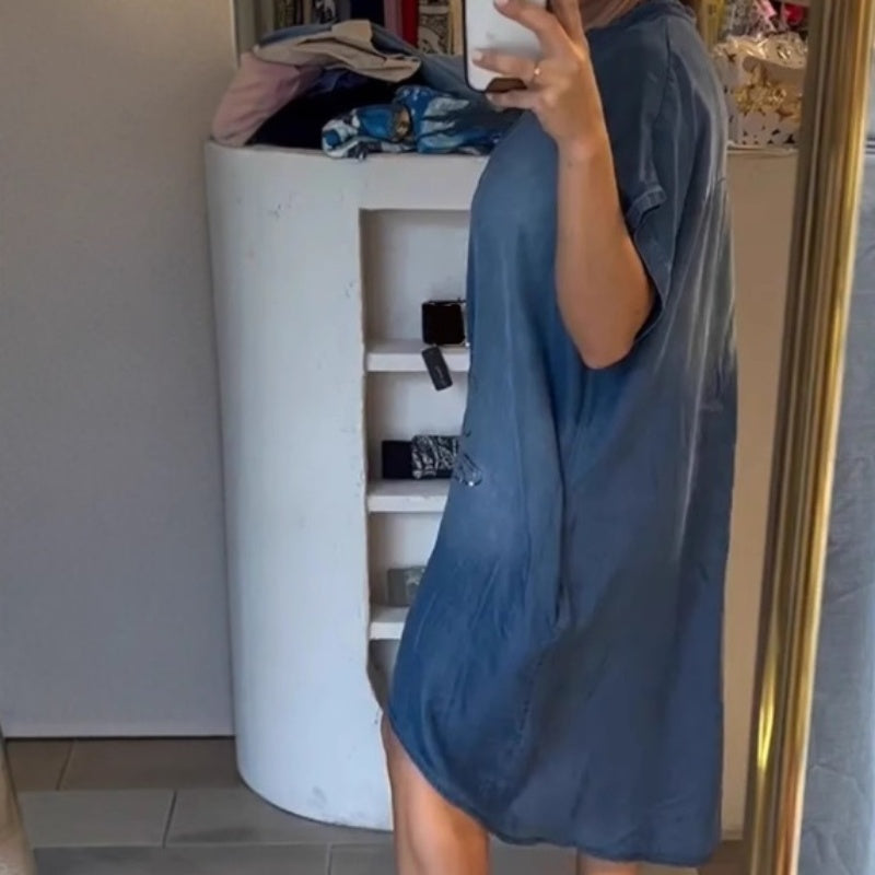 💖Lengva, laisvalaikio stiliaus suknelė su V formos iškirpte-LT