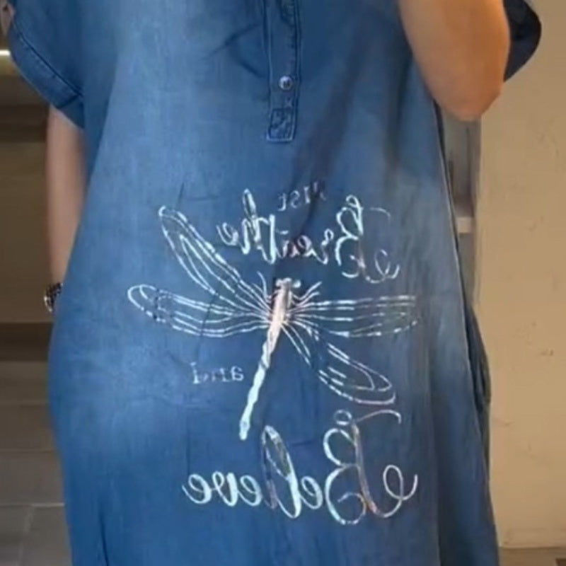 💖Ελαφρύ, casual φόρεμα με V λαιμόκοψη-GR