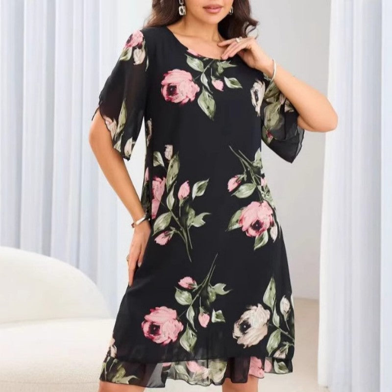 Moteriška suknelė su gėlių raštu-LT