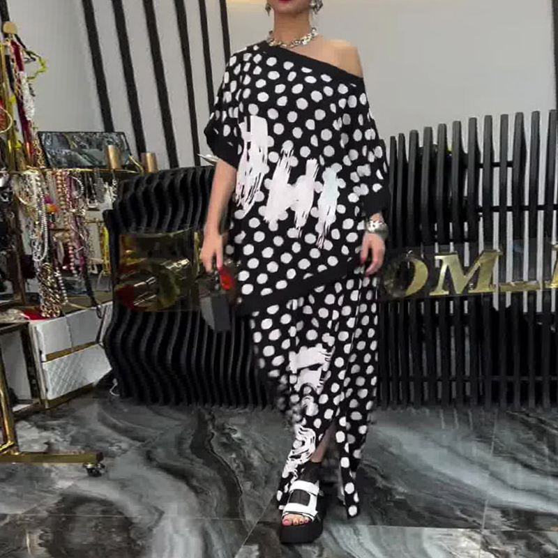 Dviejų dalių komplektas: didelis viršutinis drabužis ir plačios kelnės moterims-LT