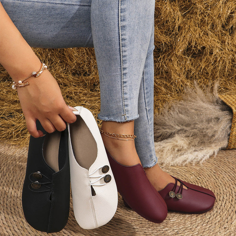 Moteriški plokščiapadžiai odiniai bateliai iš minkštos odos-LT