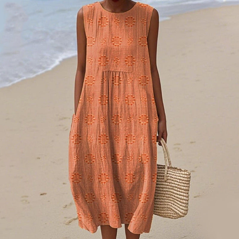 Ženska ležerna obleka brez rokavov-SI