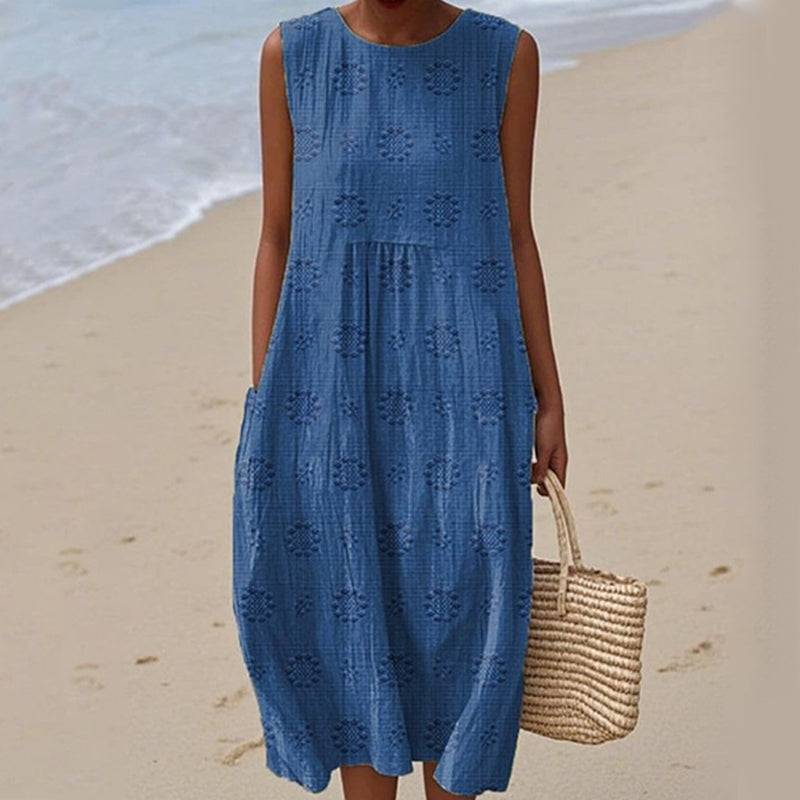 Ženska ležerna obleka brez rokavov-SI