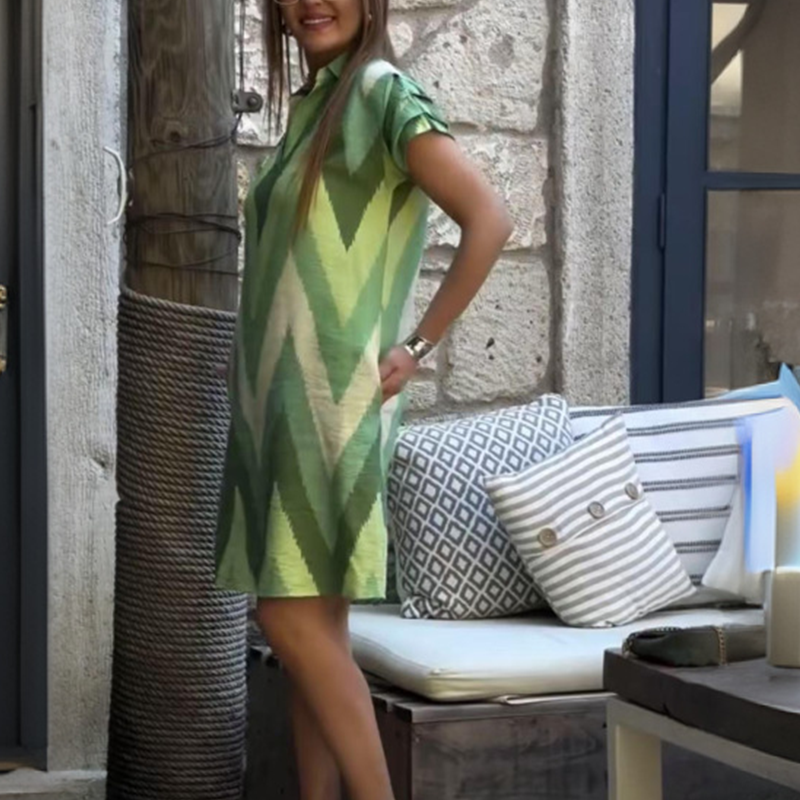 Krásne dámske šaty s potlačou a voľným strihom-SK