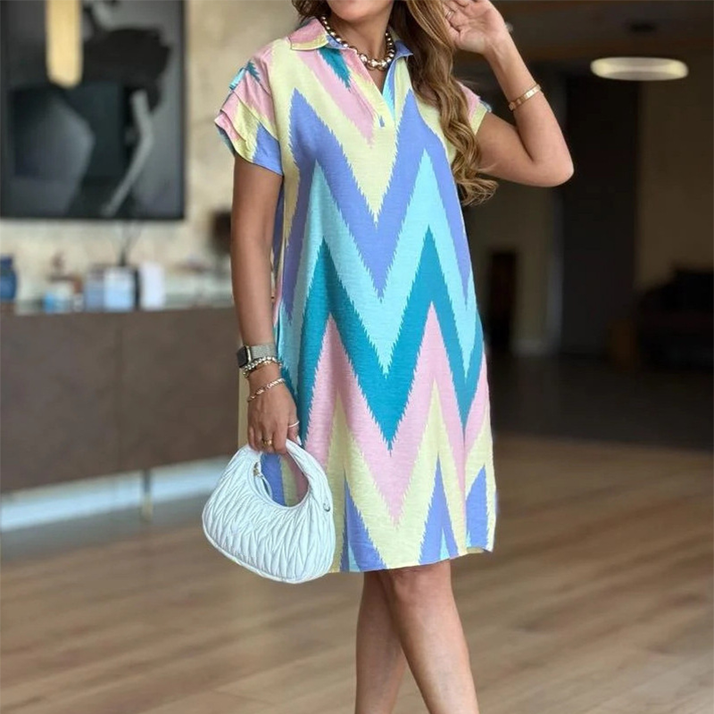 Krásne dámske šaty s potlačou a voľným strihom-SK