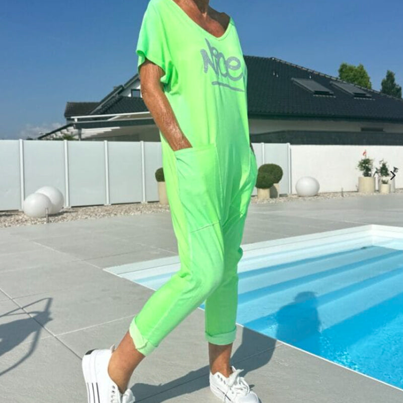 💖【S~5XL】Γυναικεία φόρμα με τυπωμένα γράμματα και μεγάλα μεγέθη-GR