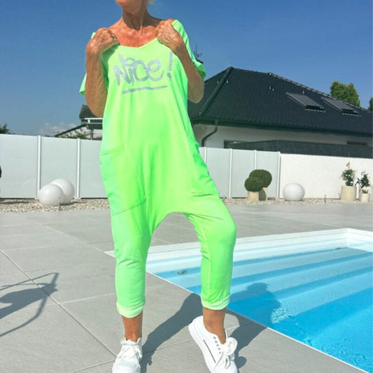 💖【S~5XL】Su kišenėmis moteriškas raštuotas plius dydžio laisvalaikio kombinezonas-LT