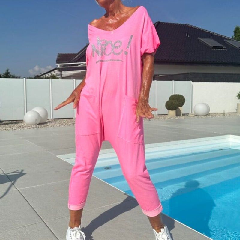 💖【S~5XL】Γυναικεία ολόσωμη φόρμα μεγάλων μεγεθών με τσέπες-LT