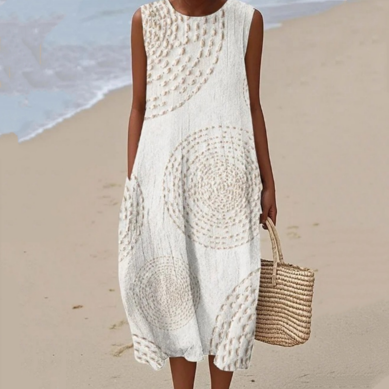 Madinga moteriška suknelė be rankovių su apvalia iškirpte-LT