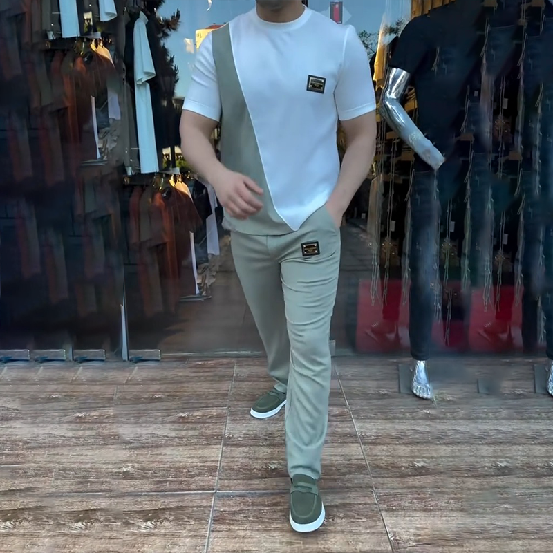 🔥 Τάσεις αυτού του καλοκαιριού! 💁‍♀️ Ανδρικό σετ από μπλούζα και παντελόνι για την καθημερινότητα-GR