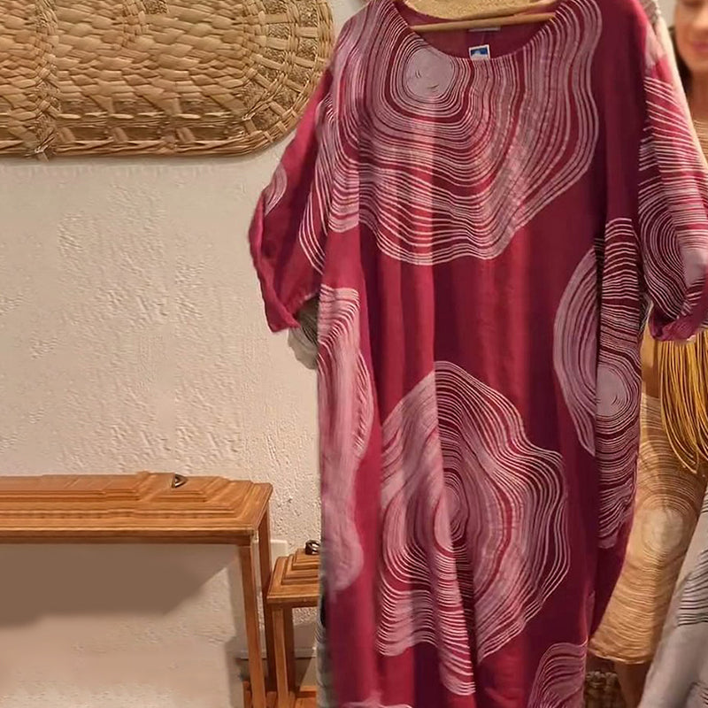 Moteriška suknelė su V formos iškirpte ir raštu-LT