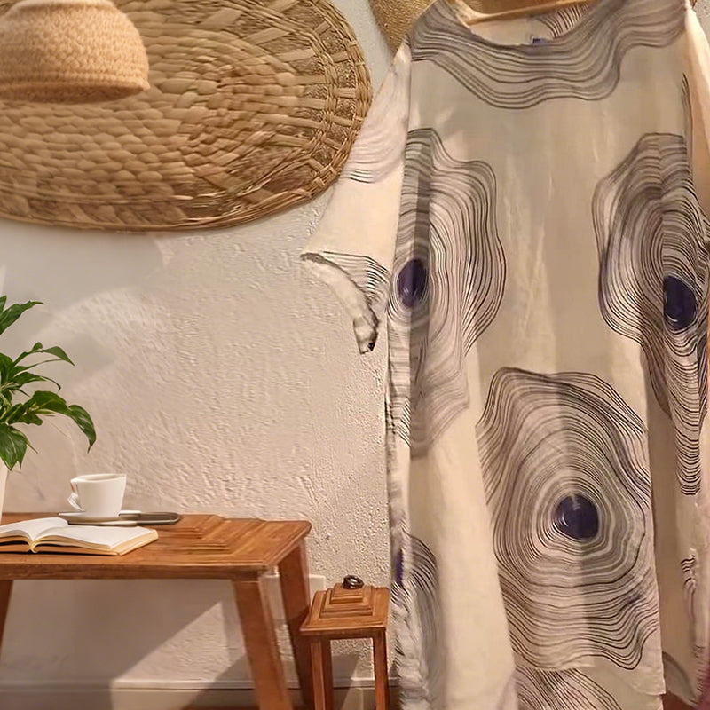 Moteriška suknelė su V formos iškirpte ir raštu-LT