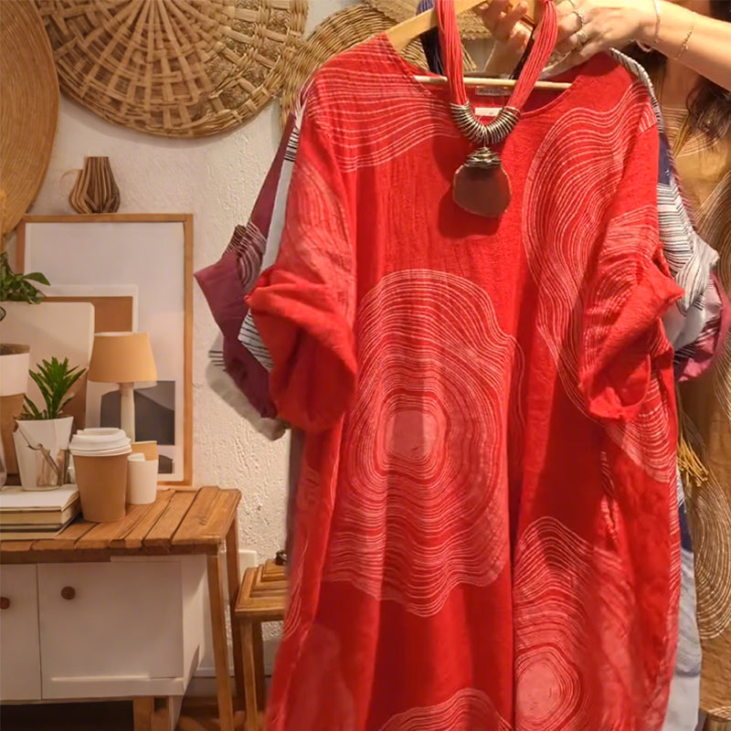 Γυναικείο φόρεμα με τυπωμένο ντεκολτέ V-GR