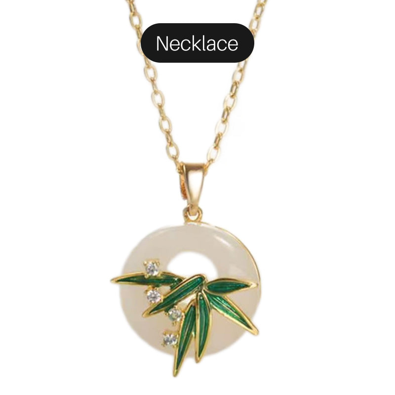 Nowoczesne kolczyki i naszyjnik z bambusa w stylu orientalnym