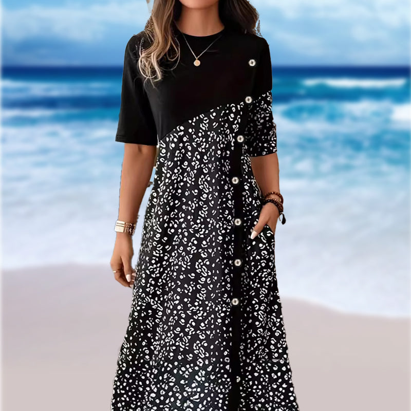 Moteriškos vintažinio stiliaus margintos medvilninės suknelės-LT