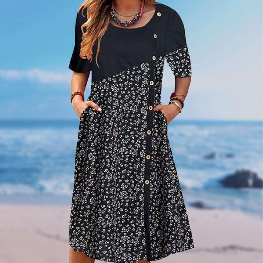 Γυναικεία vintage τυπωμένα βαμβακερά φορέματα-GR