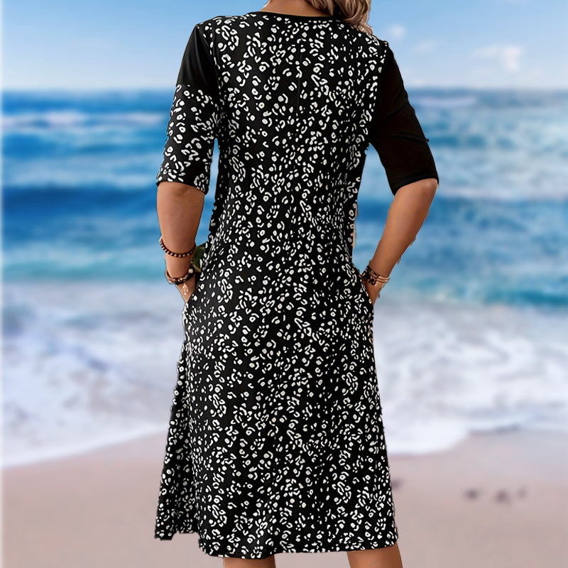 Ženske bombažne obleke z vintage potiskom-SI