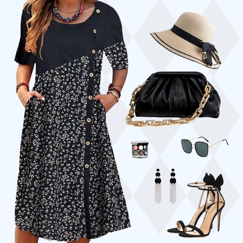 Moteriškos vintažinio stiliaus margintos medvilninės suknelės-LT