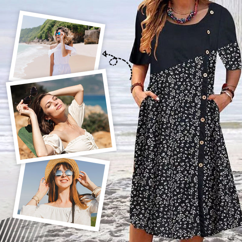 Moteriškos vintažinio stiliaus margintos medvilninės suknelės-LT