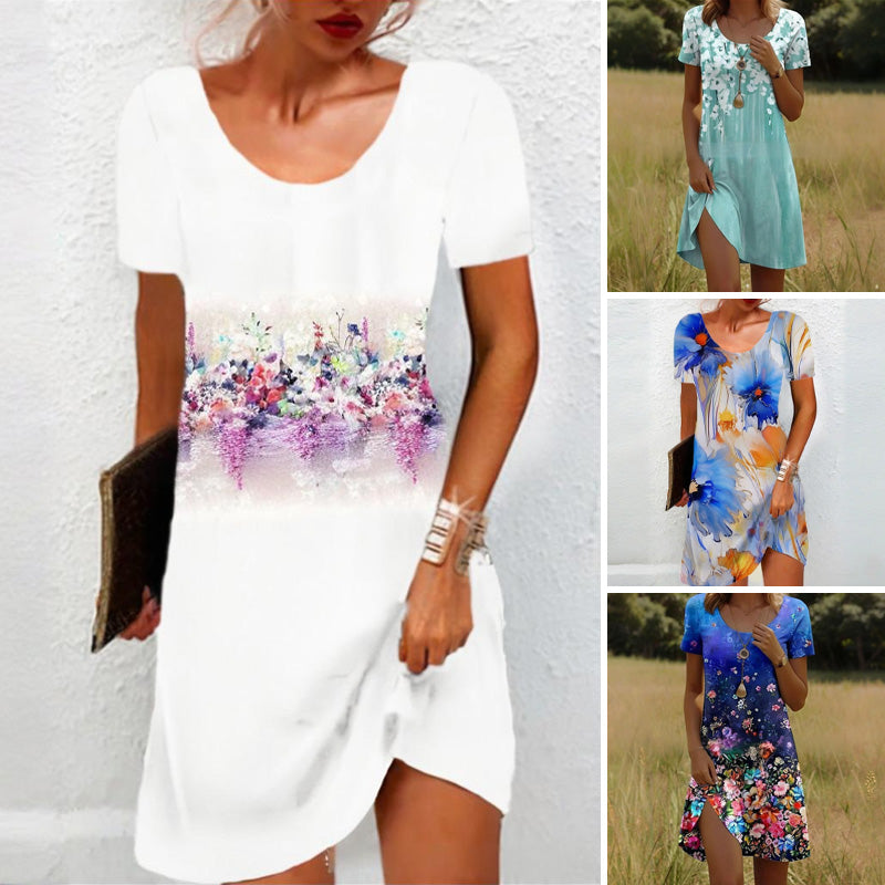 Γυναικείο καθημερινό φόρεμα με λουλούδια-GR