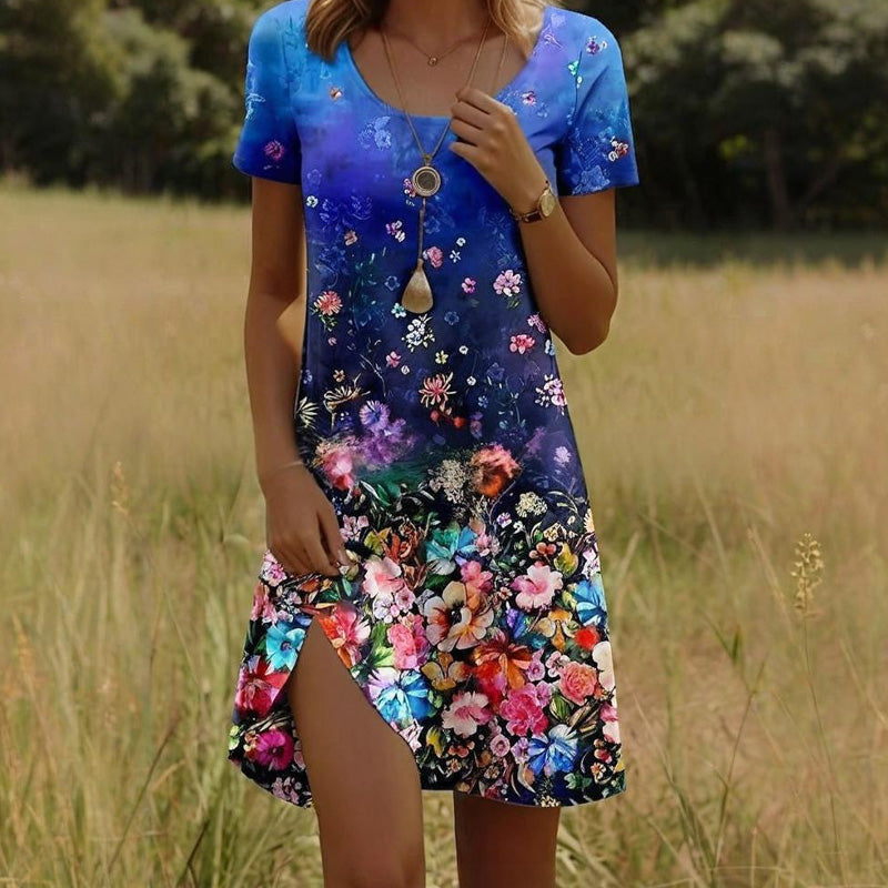 Moteriška kasdienė gėlėta suknelė-LT