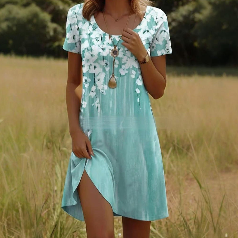 Moteriška kasdienė gėlėta suknelė-LT