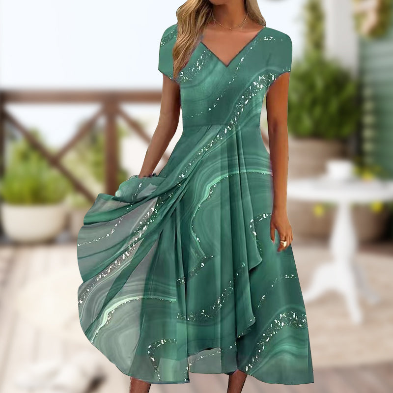 🎀 Αέρινο φόρεμα με V λαιμόκοψη-GR